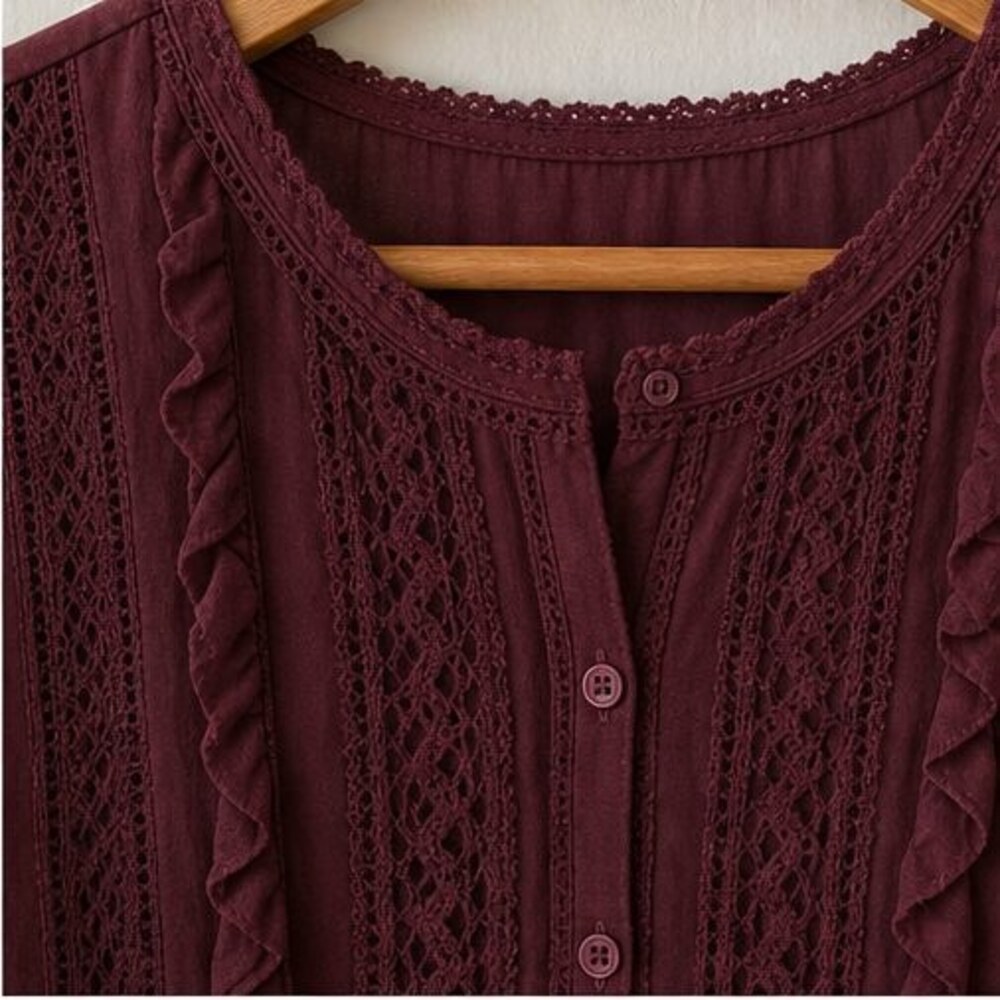 Burgundy Ruffle Blouse - Picture 4 of 6